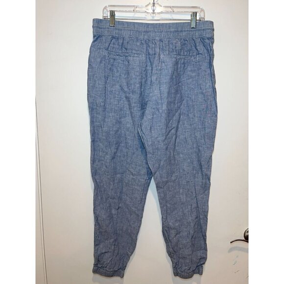 Athleta Cabo Linen Jogger Pants Size 12 Light Blue Elastic Waist & Drawstring WO - Picture 4 of 9